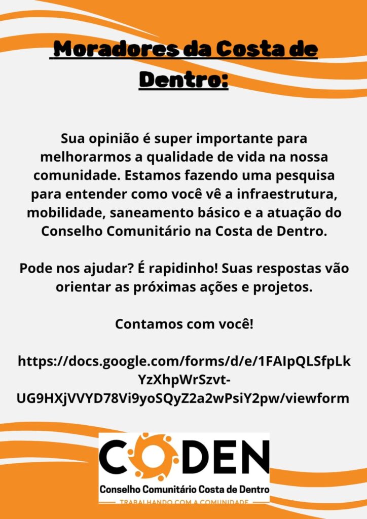 Pesquisa de opinião sobre mobilidade, infraestrutura, saneamento e o CODEN